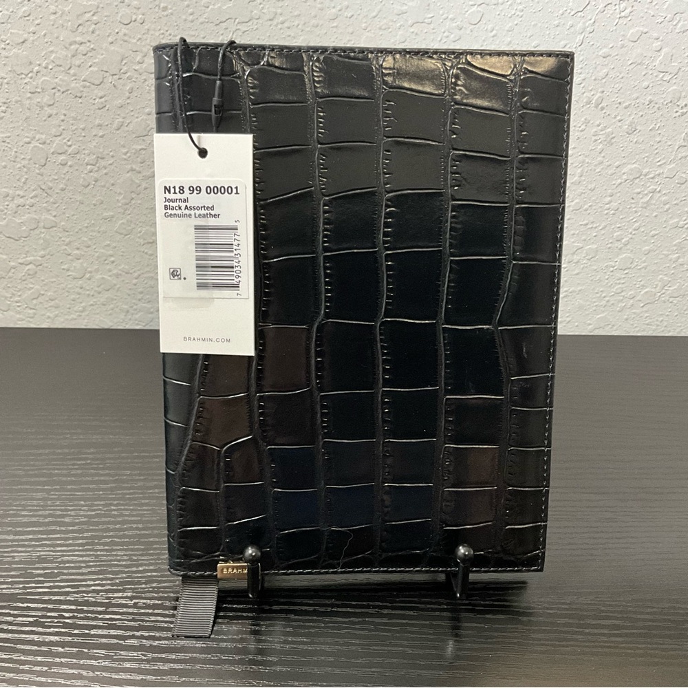 Brahmin Journal BLACK ASSORTED Genuine Leather LG. Croc Pattern